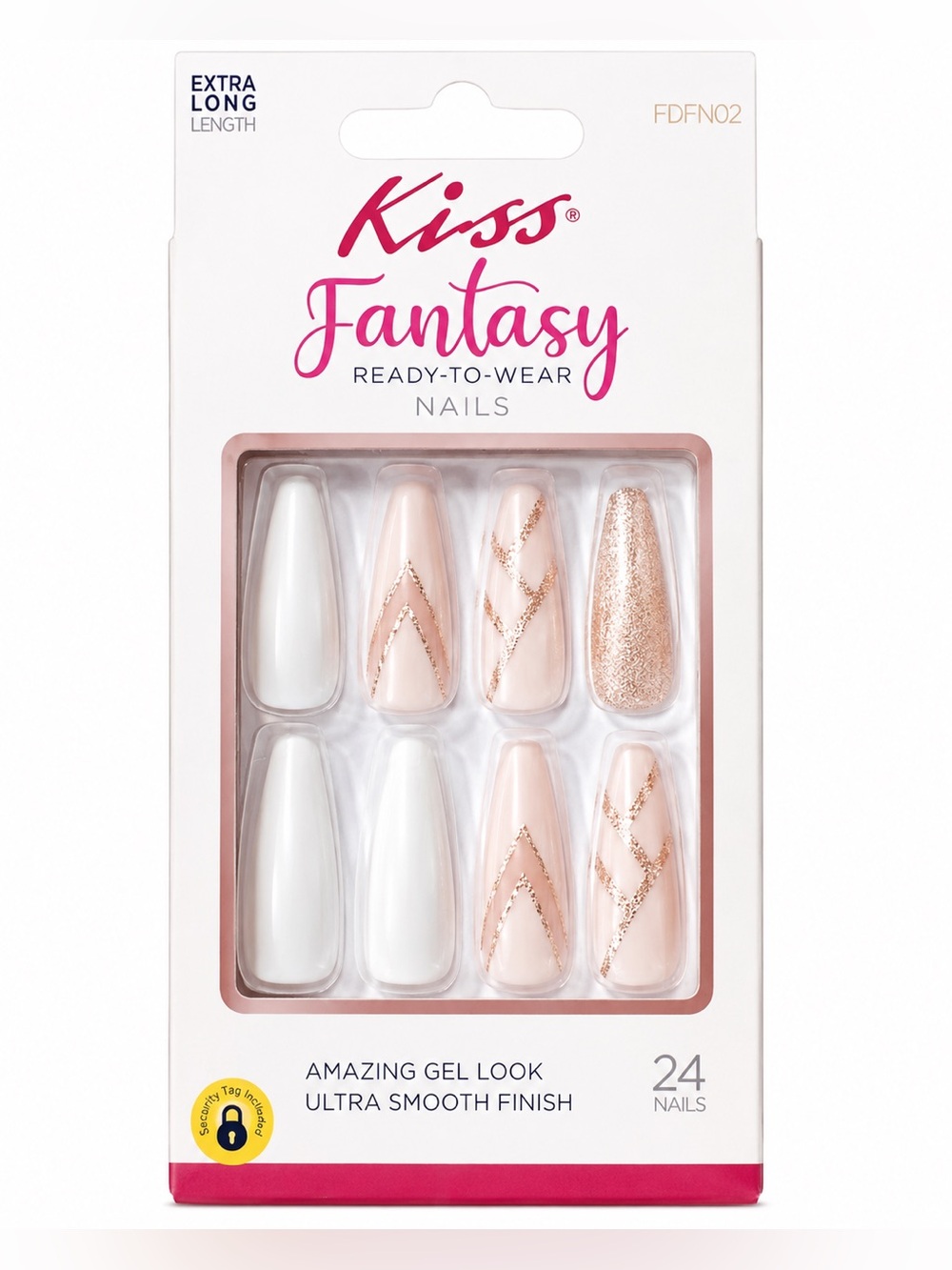 💅✨ Kiss Fantasy Ready-To-Wear Nails | Extra Long | Nude & Rose Gold Glitter | 24
